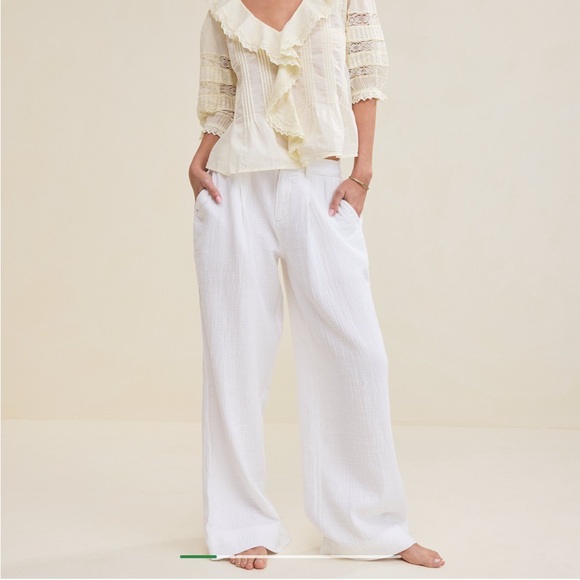 aerie Pants - Aerie White Wide-Leg Pants, Large